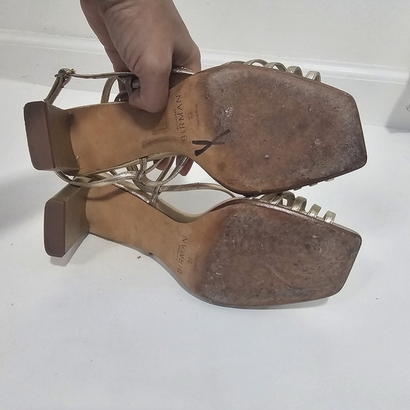 Alexandre Birman Naya Slingback Gold Strappy Heeled Sandal Metalic Evening Holid - Picture 11 of 12